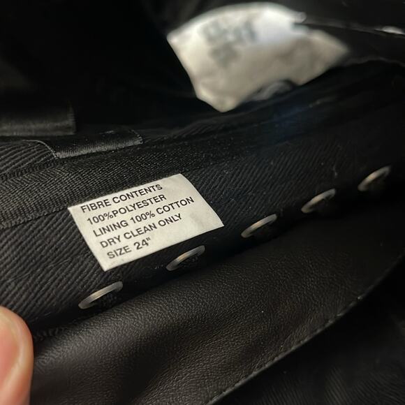 MEANA STYLES Black Faux Leather Hook Front Boned Corset Size 24” - Picture 4 of 9